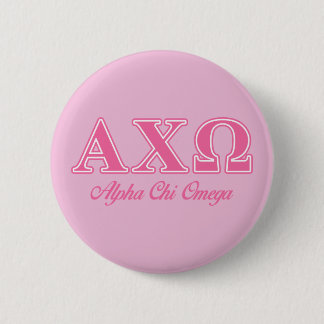 Macaron Rond 5 Cm Lettres roses d'Omega de Chi d'Alphi