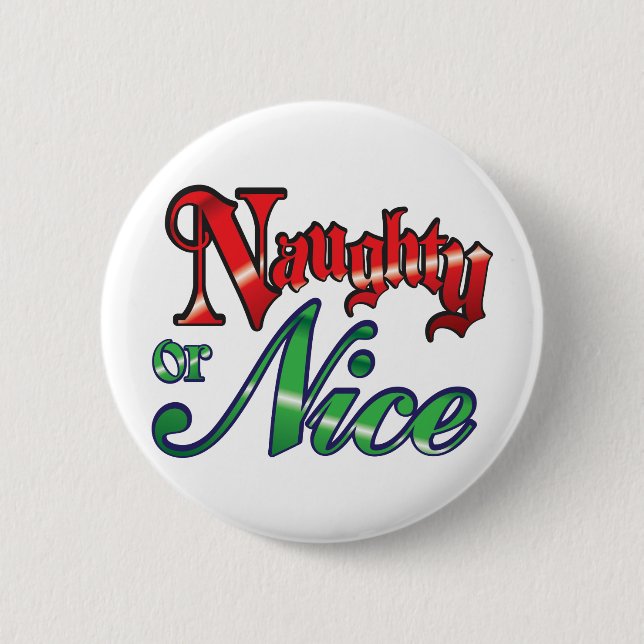 Macaron Rond 5 Cm Lettres rouges rétro Noël, Naughty ou Nice (Devant)