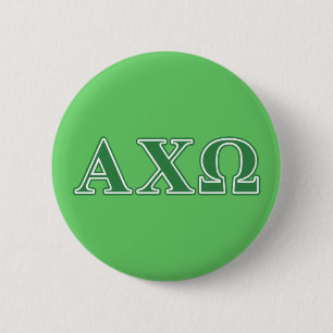 Macaron Rond 5 Cm Lettres vertes Alphi Chi Omega