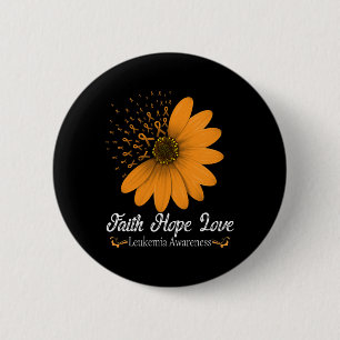 Macaron Rond 5 Cm Leucémie Faith Hope Love Orange Ribbon Blood Cance