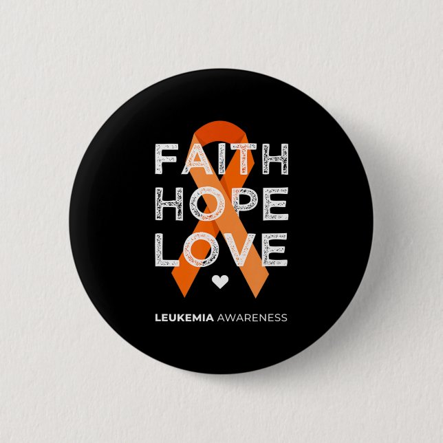 Macaron Rond 5 Cm Leukemia Faith Hope Love Orange Ruban Leukemia Aw (Devant)
