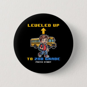 Macaron Rond 5 Cm Levelup 2nd Grade Ck To School Funny Gamer Boy