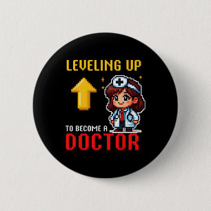 Macaron Rond 5 Cm Levelup Doctor Ck To School Funny Gamer Girls