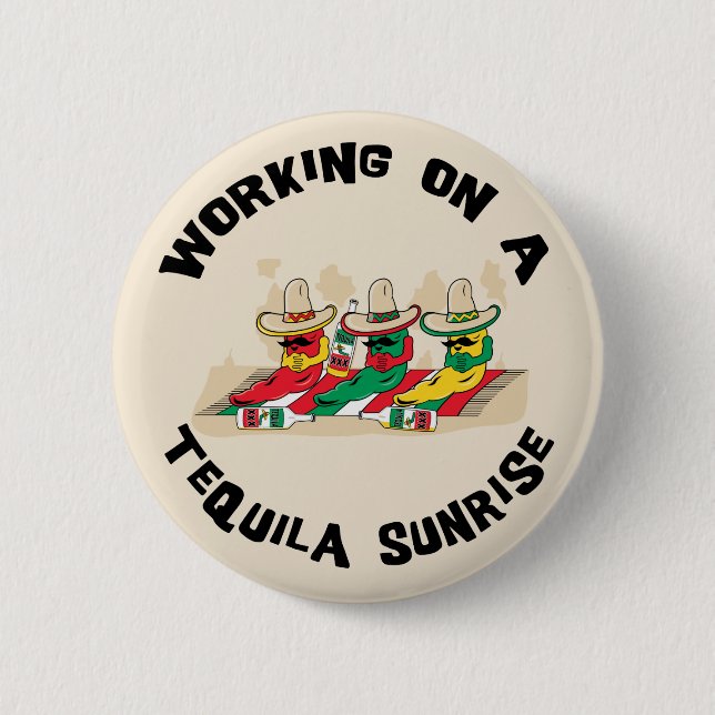 Macaron Rond 5 Cm Lever de soleil mexicain drôle de tequila (Devant)