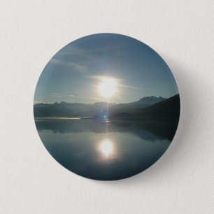 Macaron Rond 5 Cm Lever de soleil sur le fjord College en Alaska Pho