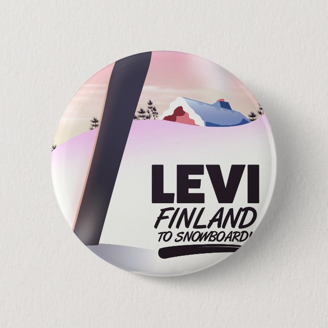 Macaron Rond 5 Cm Levi Finland Snowboard affiche voyage (Devant)