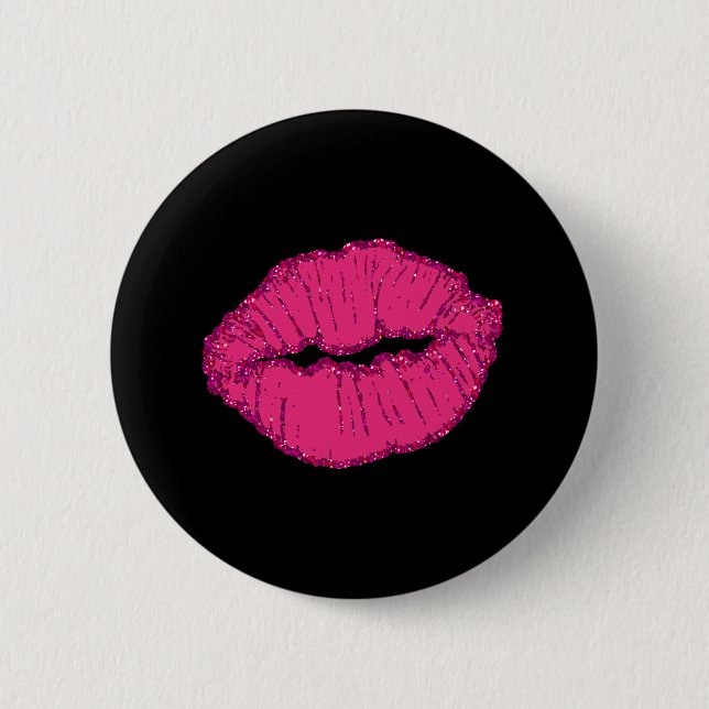 Macaron Rond 5 Cm lèvres dorées rose (Devant)
