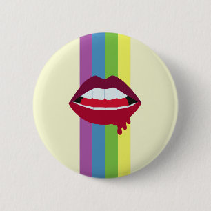 Macaron Rond 5 Cm Lèvres et insigne d'arc-en-ciel