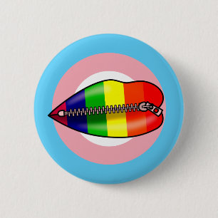 Macaron Rond 5 Cm Lèvres LBGTQ Fermées En Silence