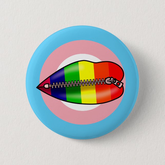 Macaron Rond 5 Cm Lèvres LBGTQ Fermées En Silence (Devant)