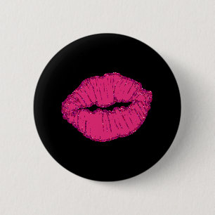 Macaron Rond 5 Cm lèvres pailletées roses