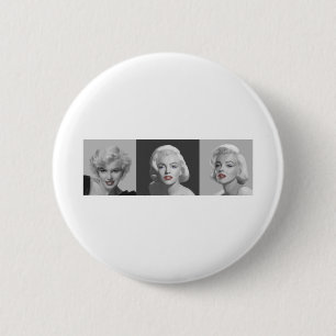 Macaron Rond 5 Cm Lèvres rouges Eyes.tif bleu de trio de CON18BWRD