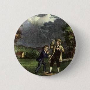 Macaron Rond 5 Cm L'expérience de Benjamin Franklin avec le cerf-vol