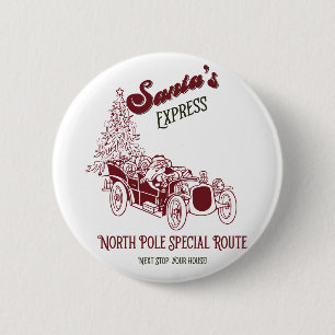 Macaron Rond 5 Cm L'express vintage de Noël de Santa