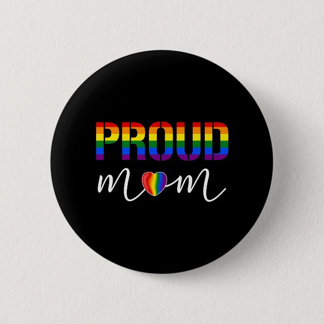 Macaron Rond 5 Cm Lgbt Fierté Maman Fière (Devant)