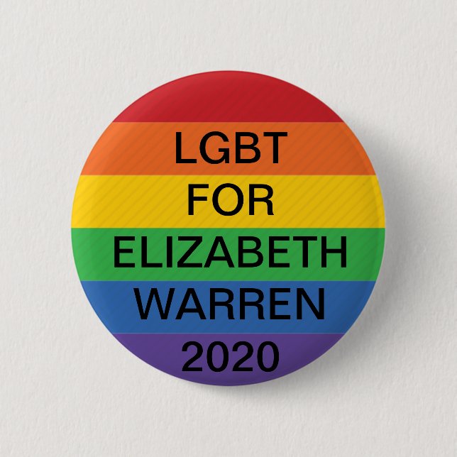 Macaron Rond 5 Cm LGBT pour Elizabeth Warren President 2020 Button (Devant)