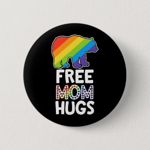 Macaron Rond 5 Cm LGBTQ Ally Free Mom Hugs Pride Month