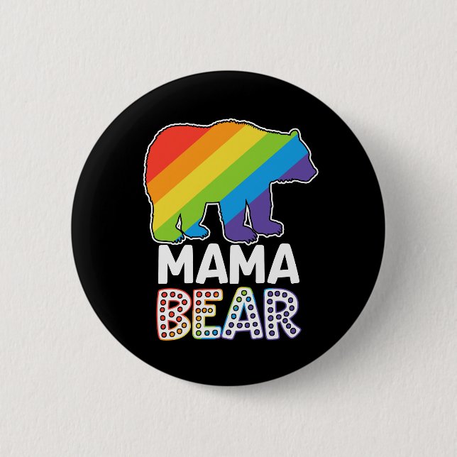 Macaron Rond 5 Cm LGBTQ Ally Mama Bear Pride Mois (Devant)