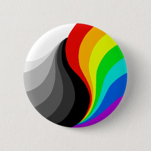 Macaron Rond 5 Cm LGBTQ et bouton ying de yang d'allié