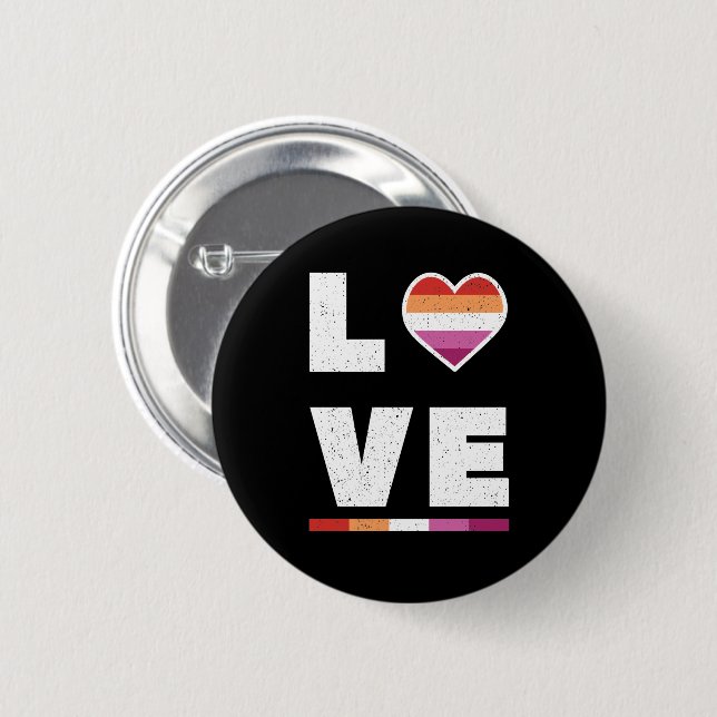 Macaron Rond 5 Cm LGBTQ Lesbian Pride Drapeau Distressed Grunge Love (Devant & derrière)