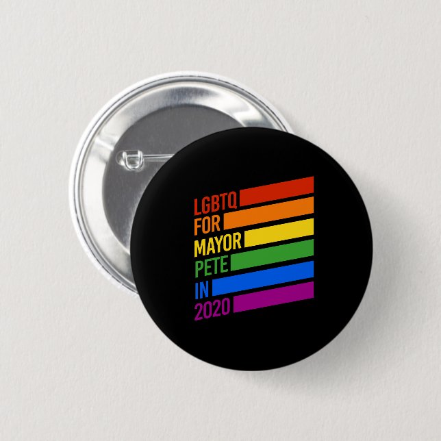 Macaron Rond 5 Cm LGBTQ Pour Le Maire Pete 2020 (Devant & derrière)