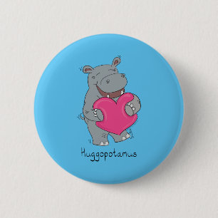Macaron Rond 5 Cm L'hippopotame étreint le Pin de bouton de