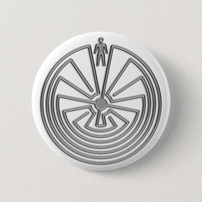 Macaron Rond 5 Cm L'homme dans le Maze - l'argent (Devant)