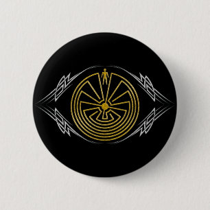 Macaron Rond 5 Cm L'homme dans le Maze - L'or tribal en argent