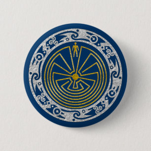 Macaron Rond 5 Cm L'homme dans le Maze - Ornement or argent