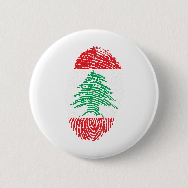 Macaron Rond 5 Cm Liban Drapeau Empreinte Pays Fierté (Devant)