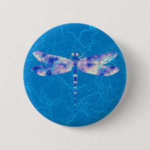 Macaron Rond 5 Cm Libellule bleue