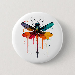 Macaron Rond 5 Cm libellule colorée