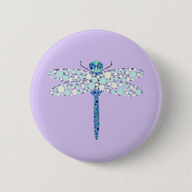 Macaron Rond 5 Cm Libellule en Points (Devant)