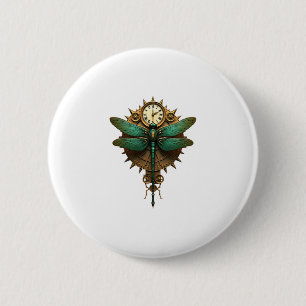 Macaron Rond 5 Cm Libellule Steampunk Art Victorien Mécanique à Vape