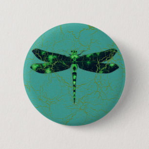 Macaron Rond 5 Cm Libellule verte
