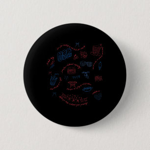 Macaron Rond 5 Cm Libéral 4 juillet Patriotique Subtil Coquette Anti