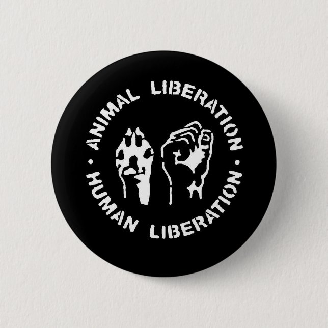 Macaron Rond 5 Cm Libération animale d'humain de libération (Devant)