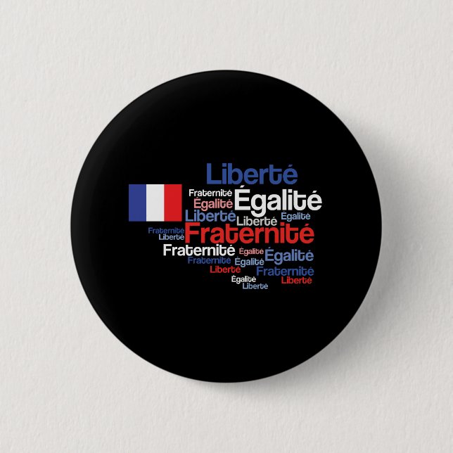 Macaron Rond 5 Cm Liberté, Égalité, devise nationale française de (Devant)