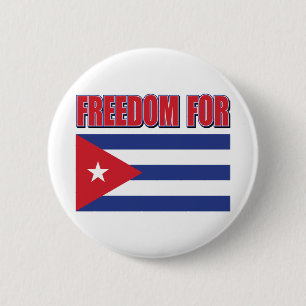 Macaron Rond 5 Cm Liberté pour Cuba Drapeau cubain