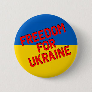 Macaron Rond 5 Cm LIBERTÉ POUR L'UKRAINE avec le drapeau