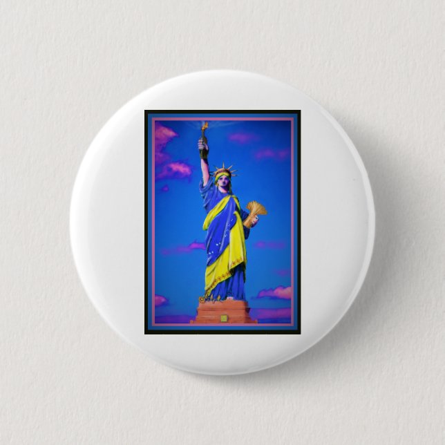 Macaron Rond 5 Cm Liberté ukrainienne (Devant)