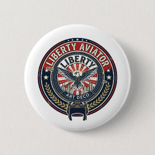 Macaron Rond 5 Cm Liberty Aviator Patriotique Patriotique Aviation V