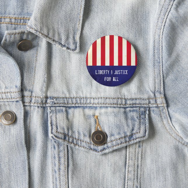 Macaron Rond 5 Cm Liberty Justice American Flag Politique (En situation)