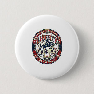 Macaron Rond 5 Cm Liberty Rodeo Patriotique Patriotique Rodeo Wester