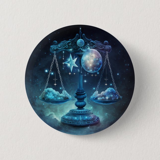 Macaron Rond 5 Cm Libra Zodiac Pin (Devant)