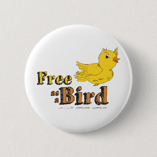 Macaron Rond 5 Cm Libre comme un oiseau Libre comme un oiseau Jaune