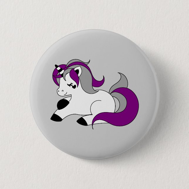 Macaron Rond 5 Cm Licorne asexuelle (Devant)