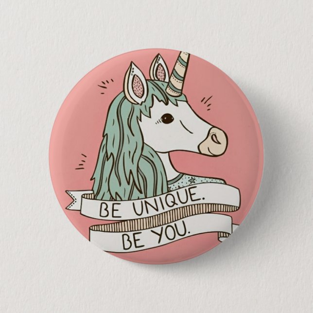 Macaron Rond 5 Cm Licorne Button 5,7 cm (Devant)