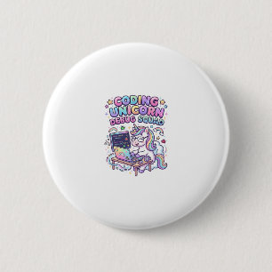 Macaron Rond 5 Cm Licorne Coding Licorne Debug Squad Marché Charmant