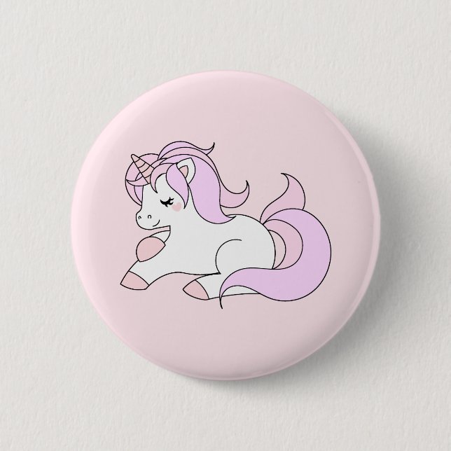 Macaron Rond 5 Cm Licorne de rose en pastel (Devant)
